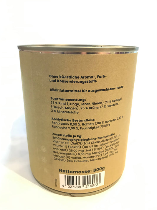 Rind mit Geflügel und Seelachs 800g